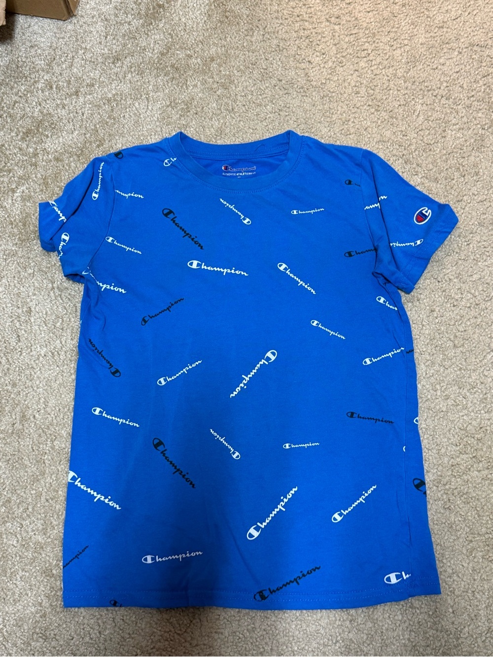 Champion Kids Royal Blue All-Over Logo Tee
